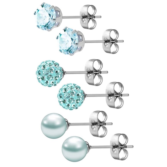 Set of 3 blue earrings - Picture 3 of 7